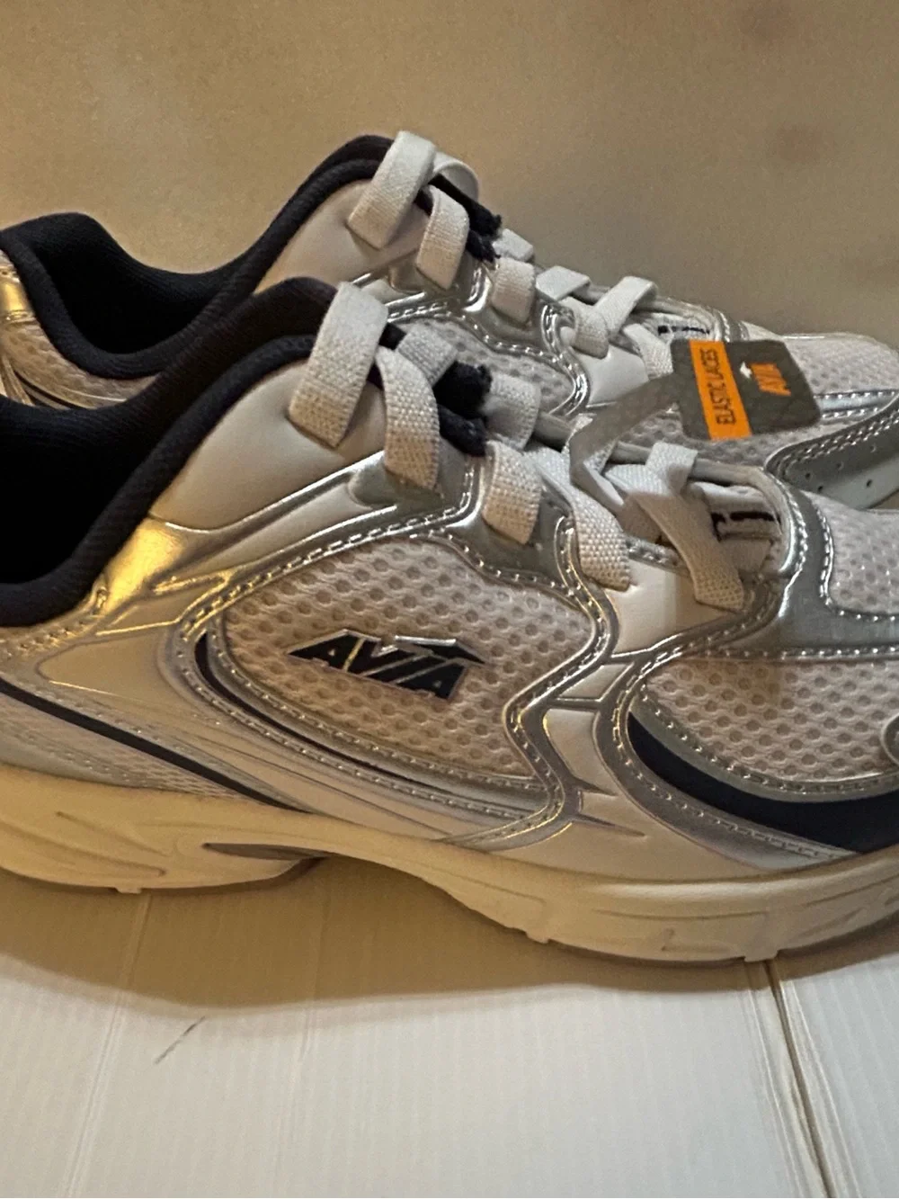 Avia Kids Silver and White Athletic Sneakers